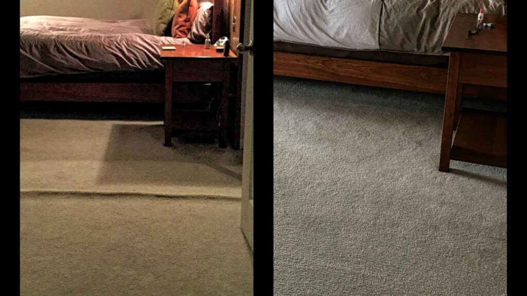 Wrinkles in a bedroom carpet is one of the signs your carpet needs stretching